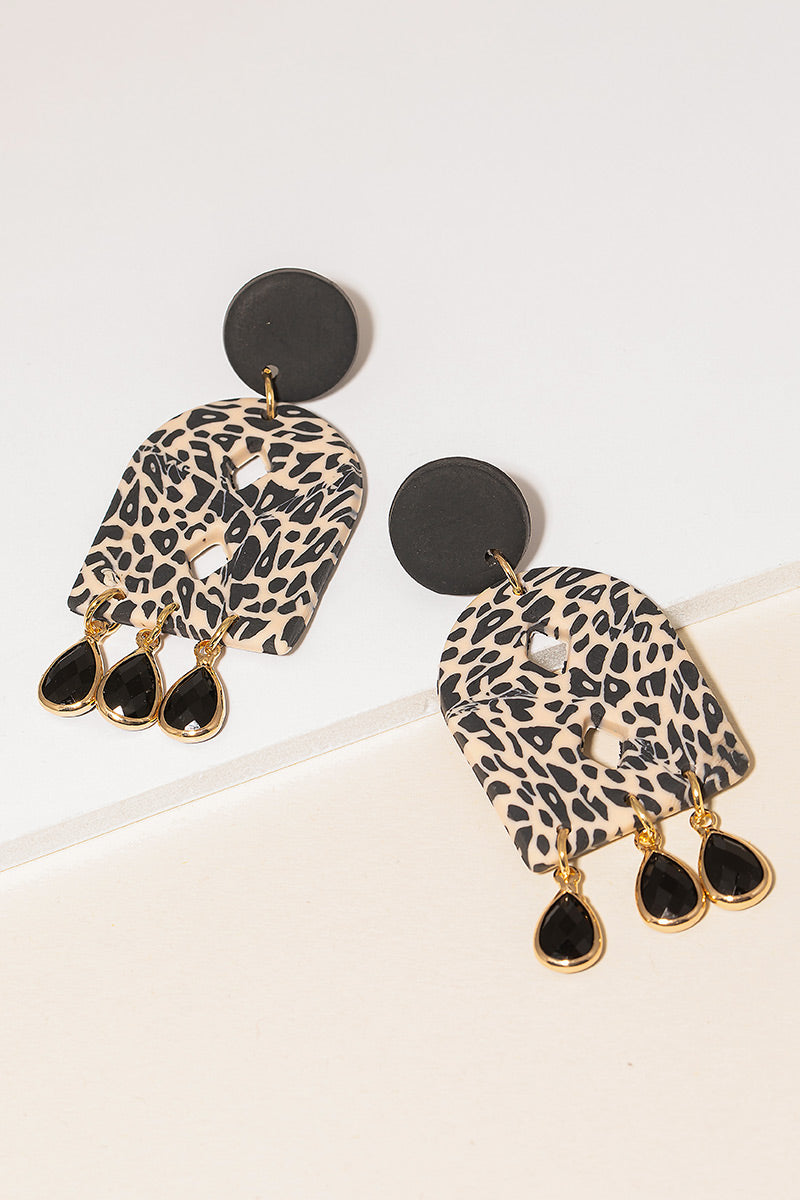 Black Geo Clay Drop Fashion Earrings