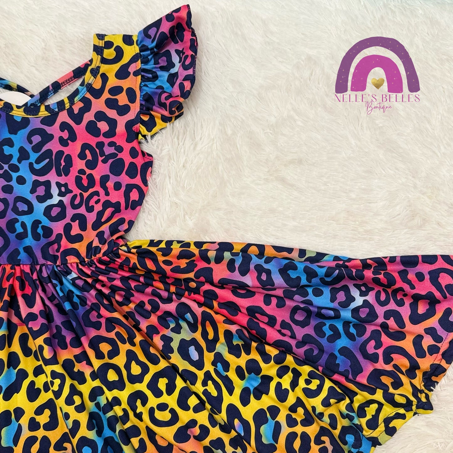 Multi color cheetah twirl dress