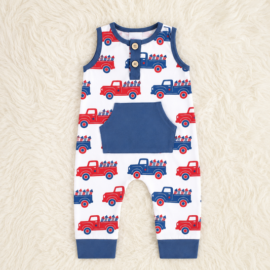Red, white, and blue tank romper