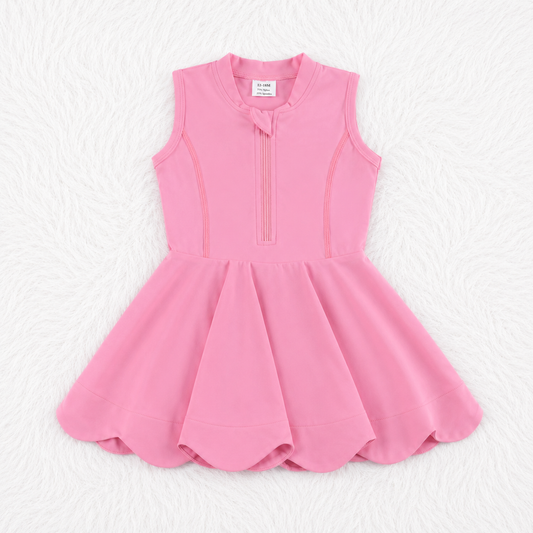 Pink scalloped yoga dress