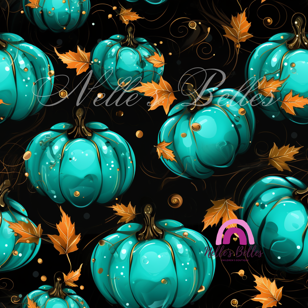 Turquoise pumpkin seamless 1