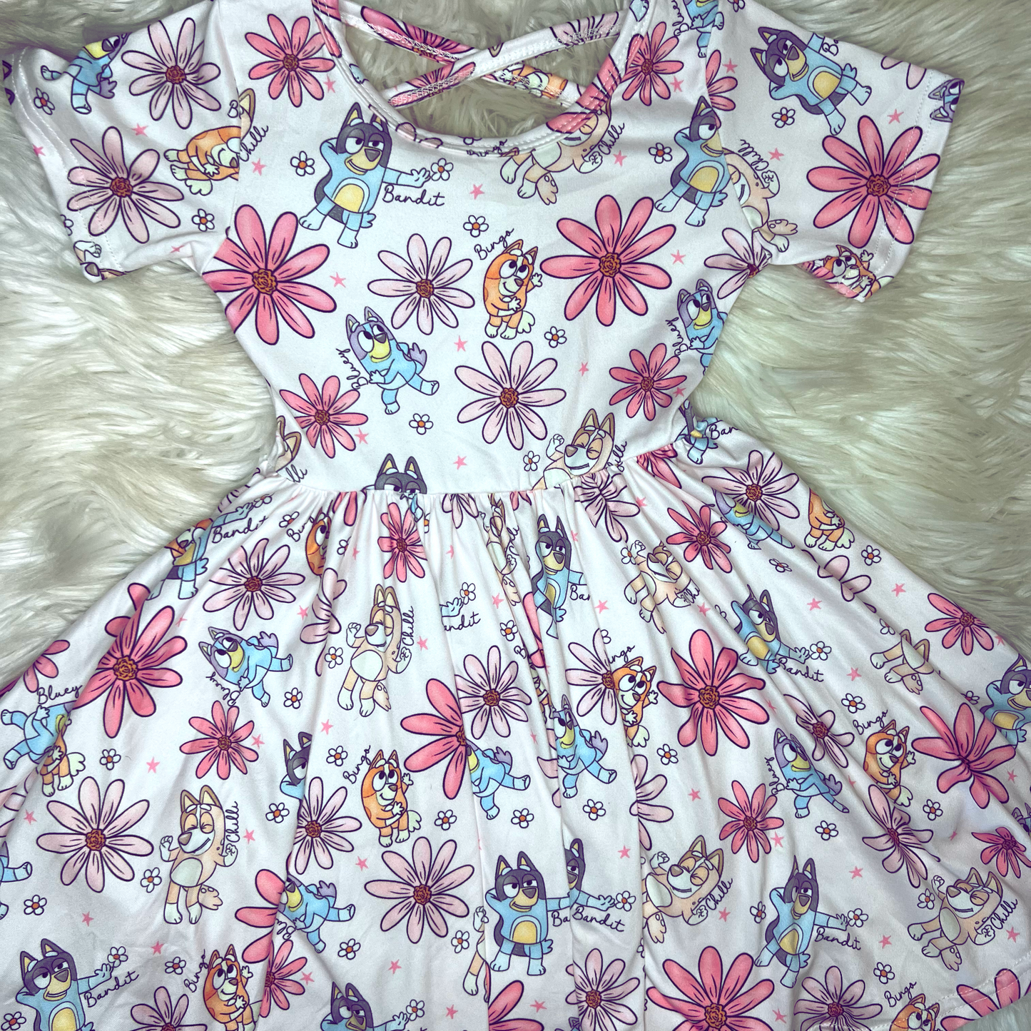 Spring pup floral twirl dress