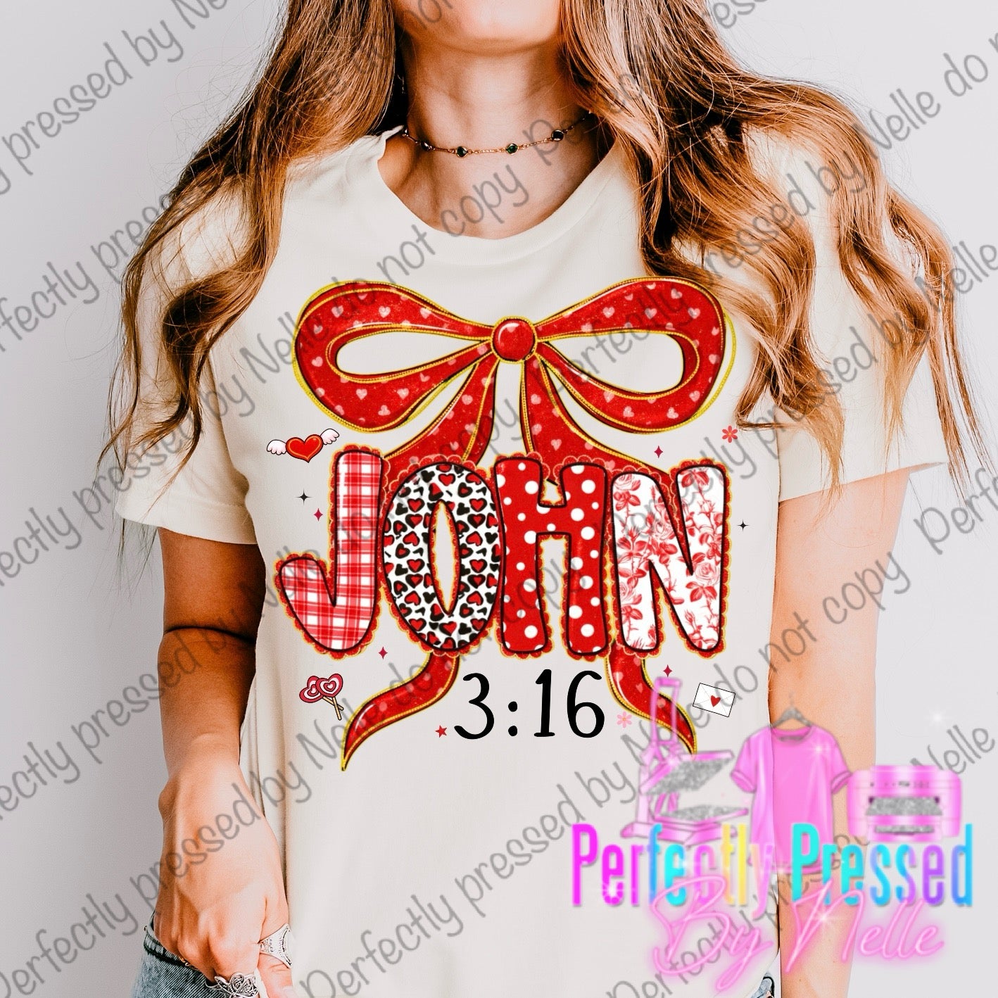 John 3:16 with coquette bow