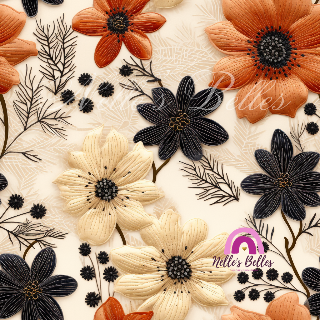 Cream and black flowers 1