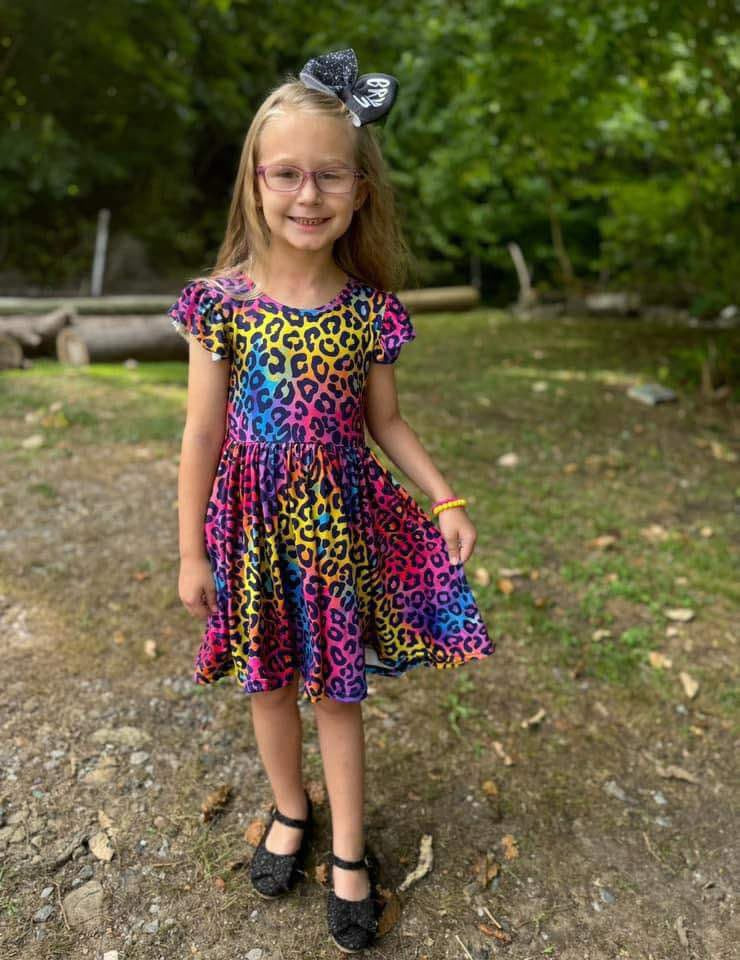 Leopard rainbow twirl dress