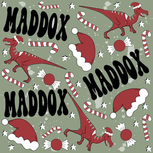 Dino Holiday Name bow