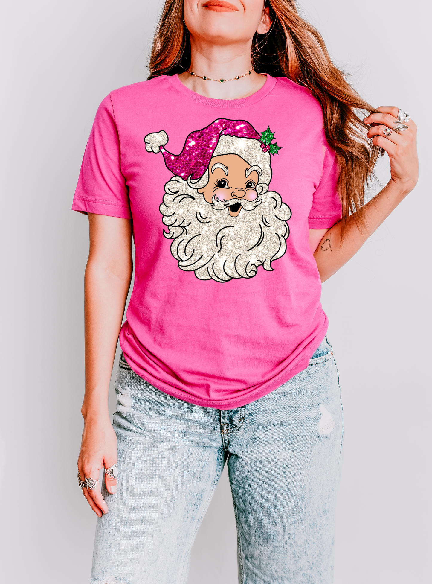 Pink sequin santa