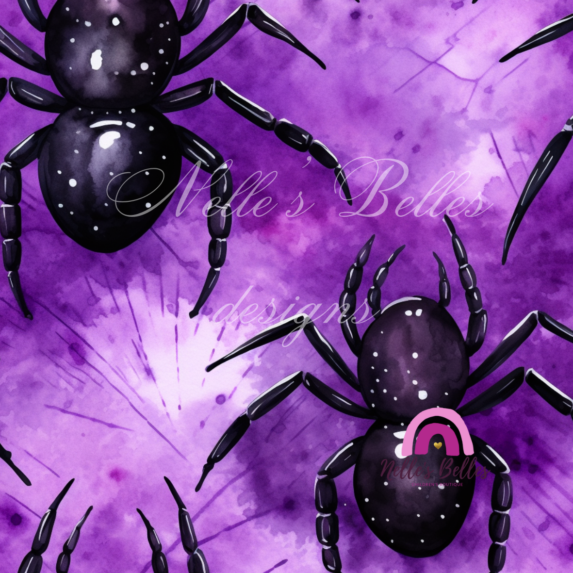 Purple and black spiders seamless