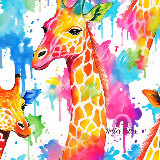 Watercolor, giraffe seamless