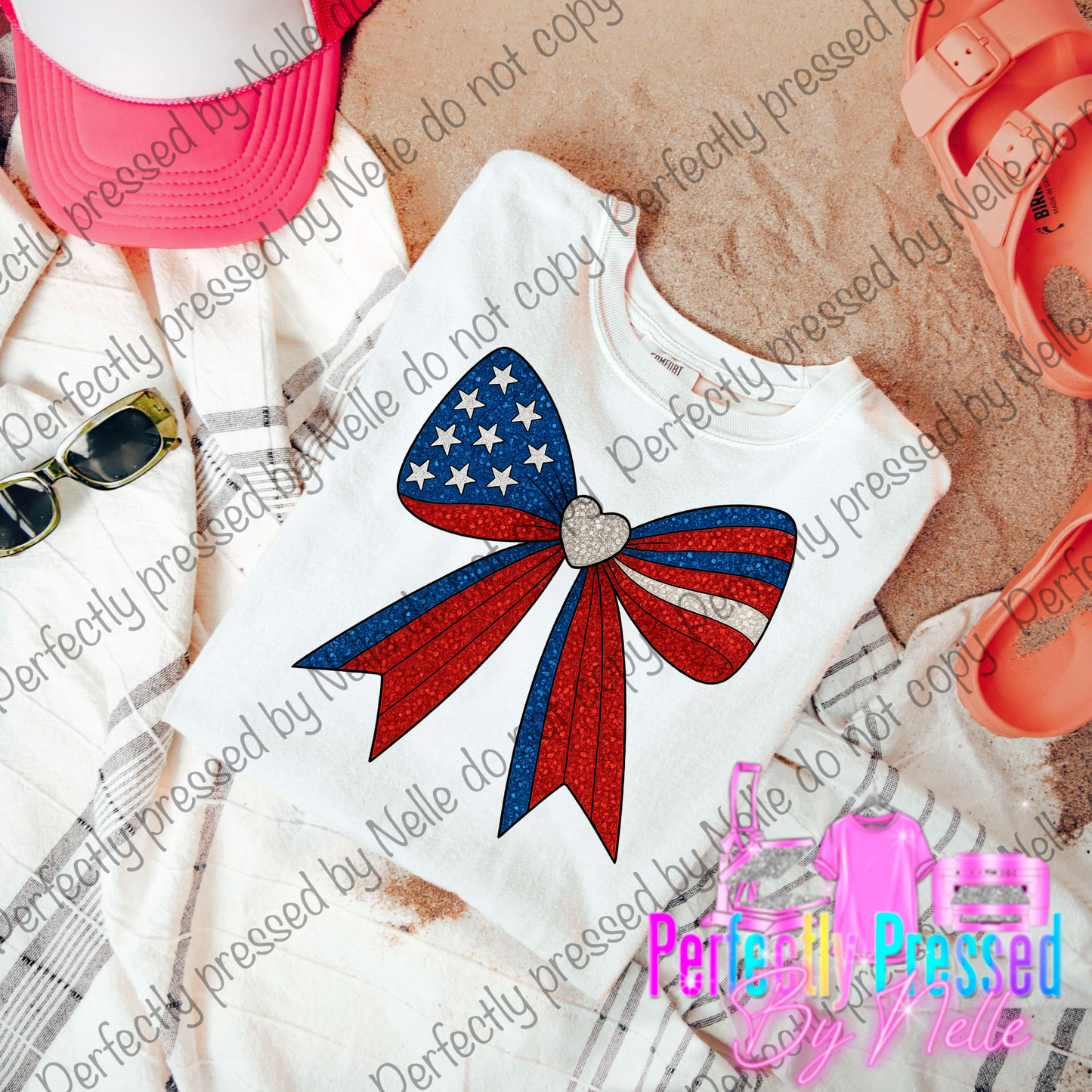 Red white blue bow