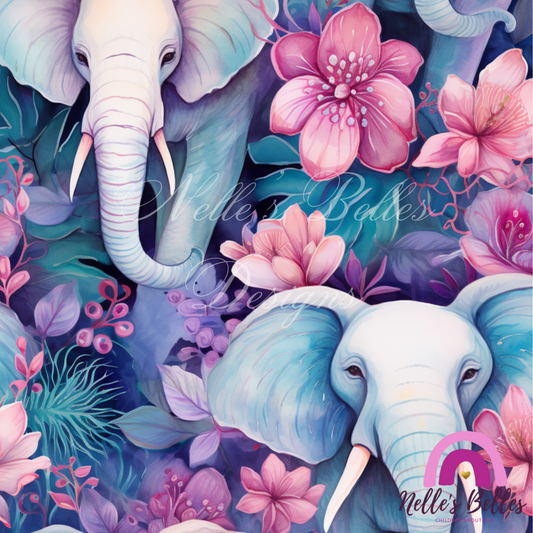 Elephant floral seamless