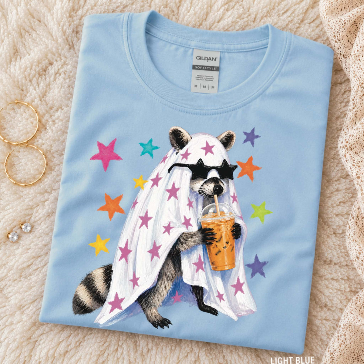 Spooky Sips Raccoon - Light Blue