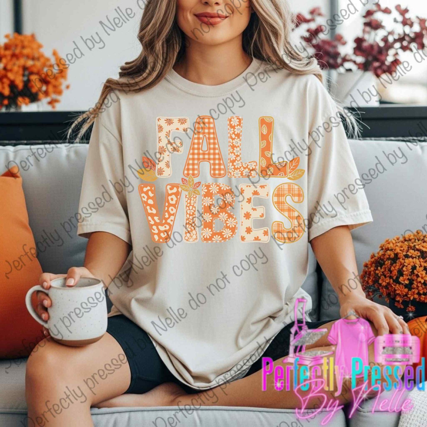Fall Vibes (Orange/Tan patterned wording)