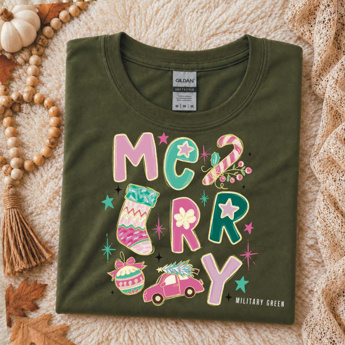Merry Pink Aesthetic - Military Green