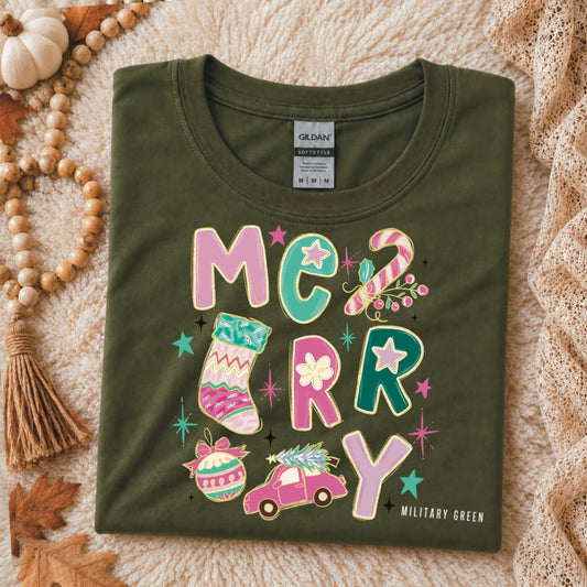 Merry Pink Aesthetic - Military Green