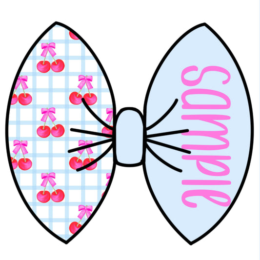 Blue picnic cherries name bow