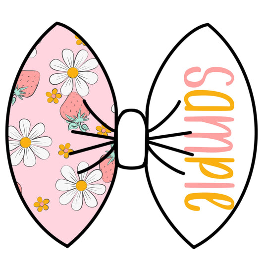 Vintage Strawberry Daisy Name Bow