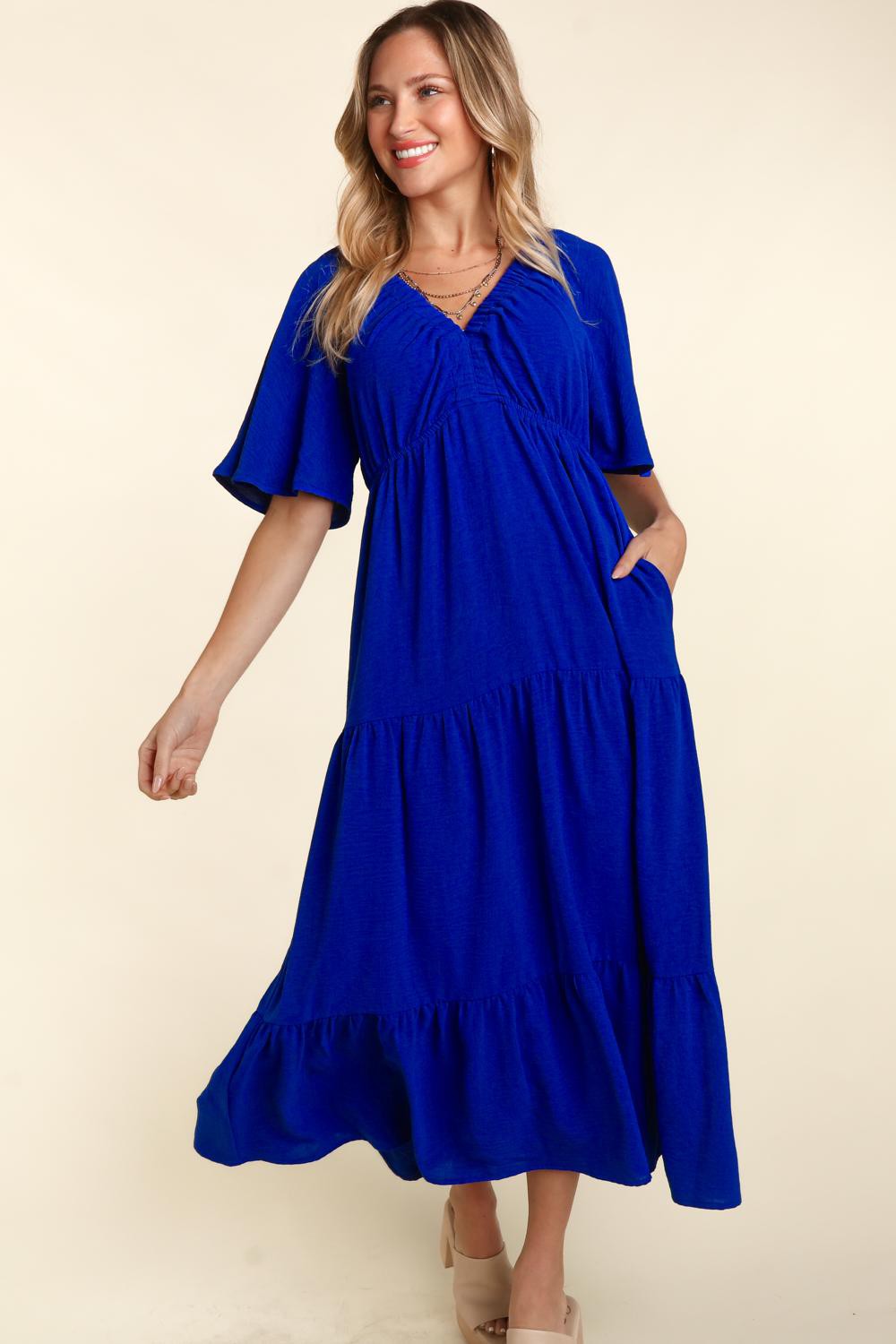 Haptics Tiered Babydoll Maxi Dress with Side Pocket