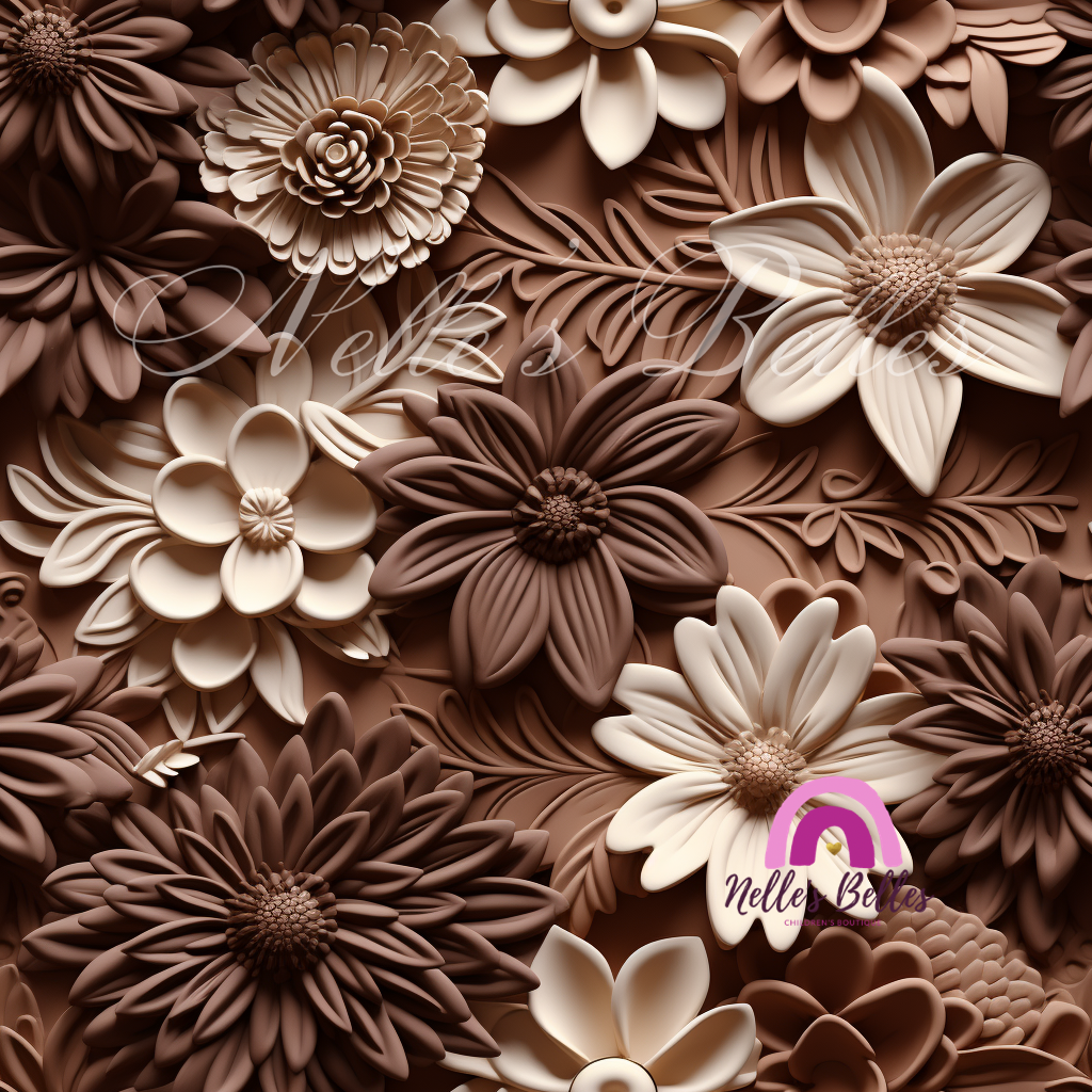 3D clay brown florals 2