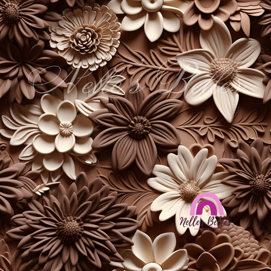 3D clay brown florals 2