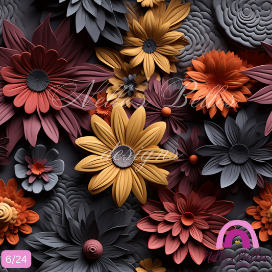 Fall 3d flowers seamless