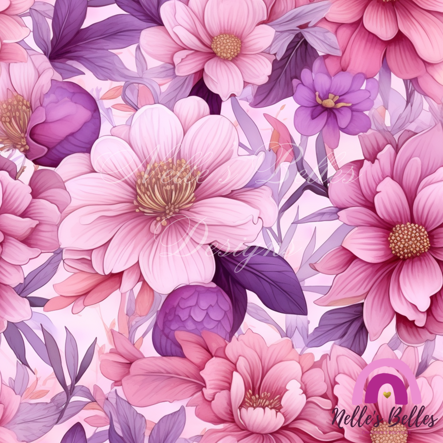 Purple darker pink flowers Seamless