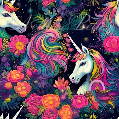 Bright floral unicorn