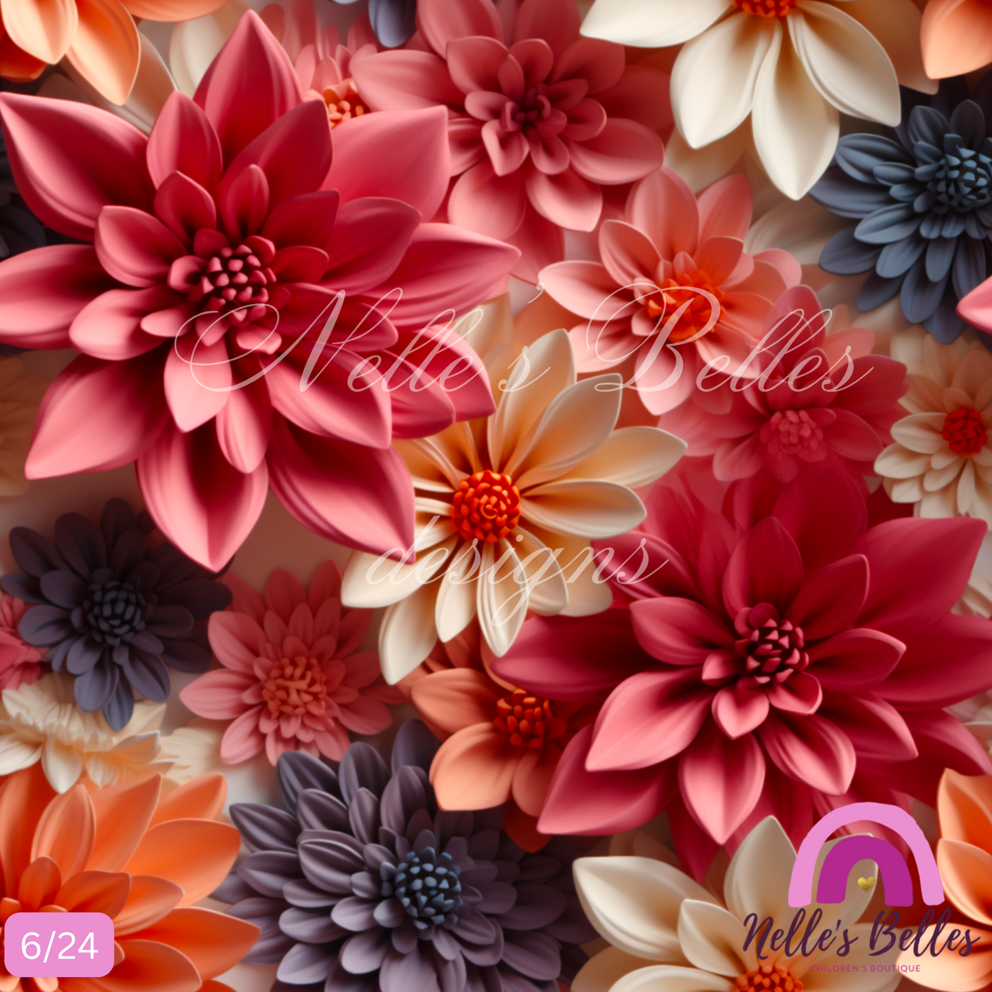 Pink 3d flowers seamless