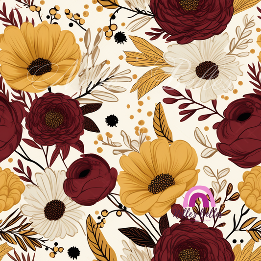 Yellow and burgundy floral 1