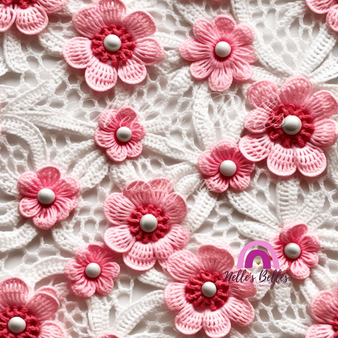 Pink flowers on textured white