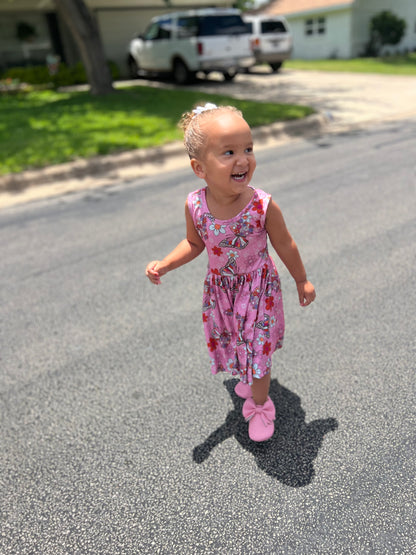 Floral butterfly tank twirl dress