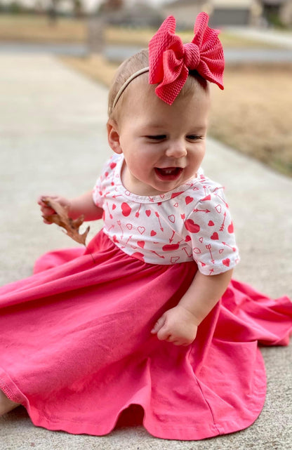 Pink hearts and arrows twirl dress