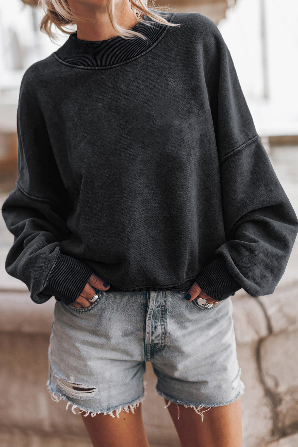 Round Neck Dropped Shoulder Sweatshirt 2-6 business days