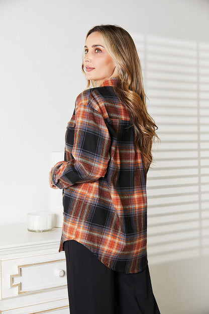 Double Take Plaid Dropped Shoulder Shirt 2-6 business days