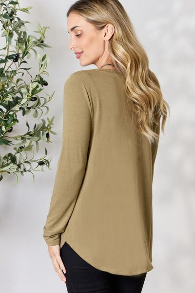 Zenana Full Size V-Neck Long Sleeve T-Shirt