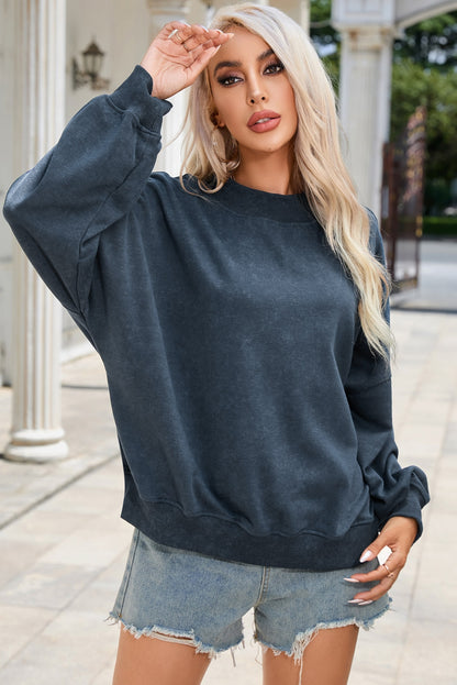 Round Neck Dropped Shoulder Sweatshirt 2-6 business days