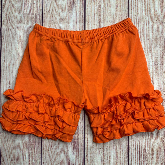 Orange ruffle shorts