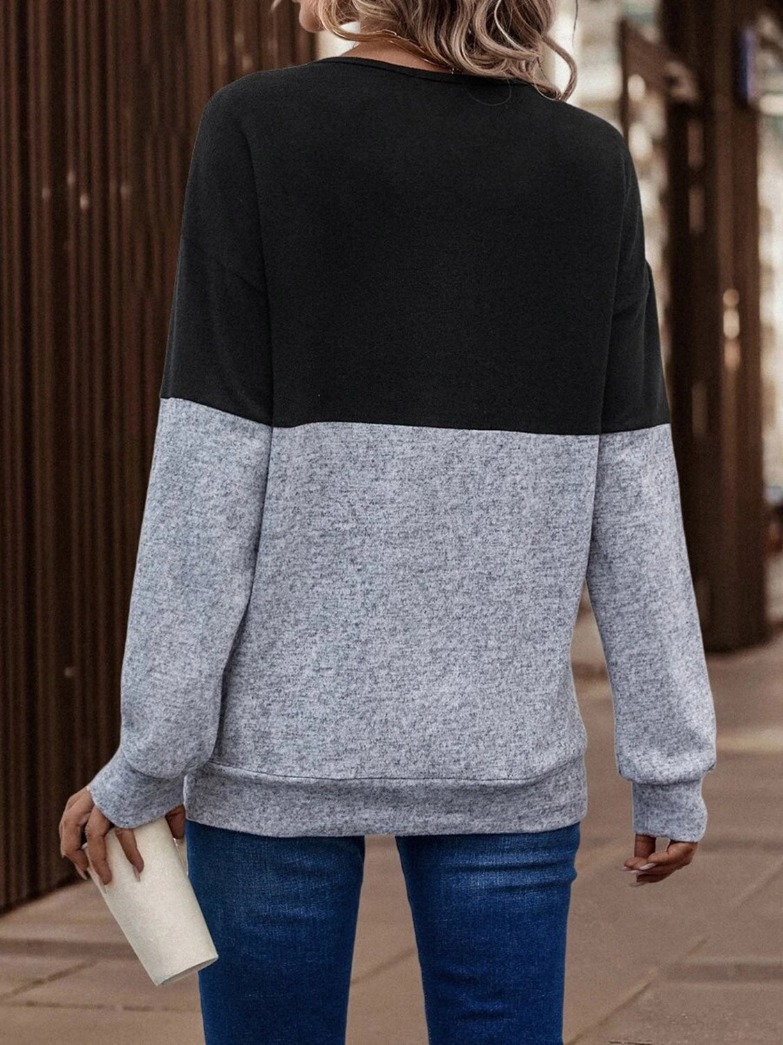 Two-Tone Crisscross Detail Sweatshirt 5-10 business days Tat