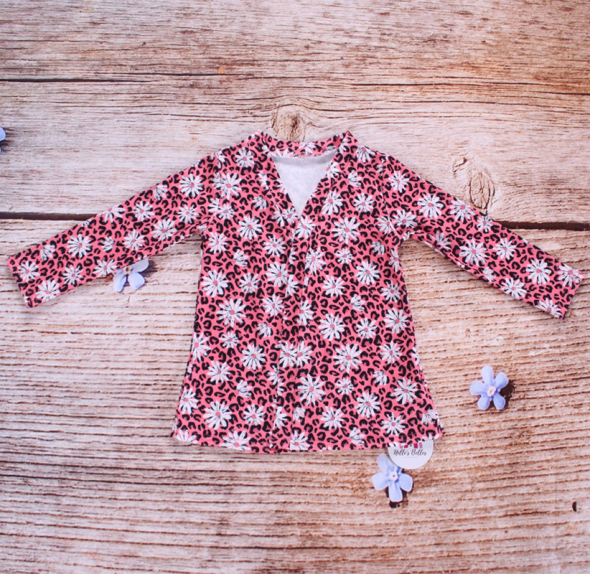 Boho leopard pink daisy cardigan