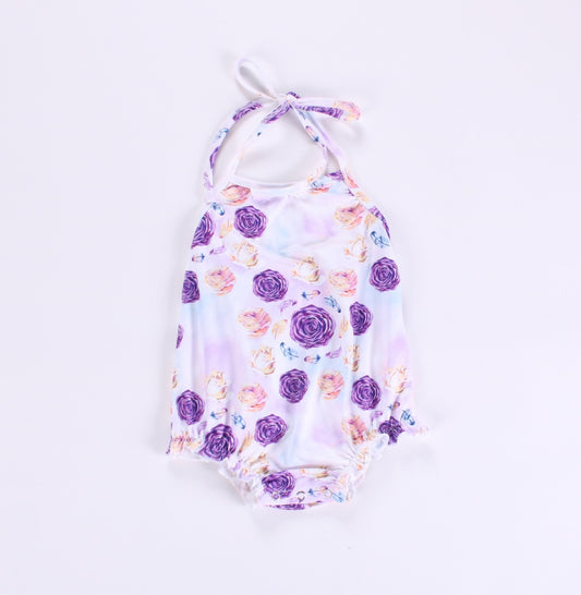 Lavender roses halter romper