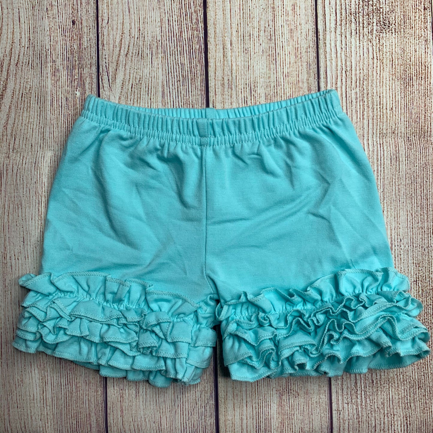 Aqua blue ruffle shorts