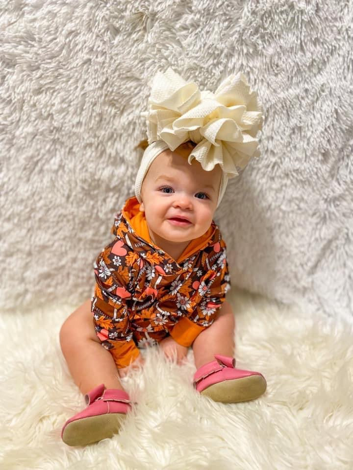 Fall football floral hooded romper