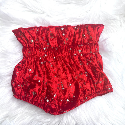 Velvet red bloomers with stars