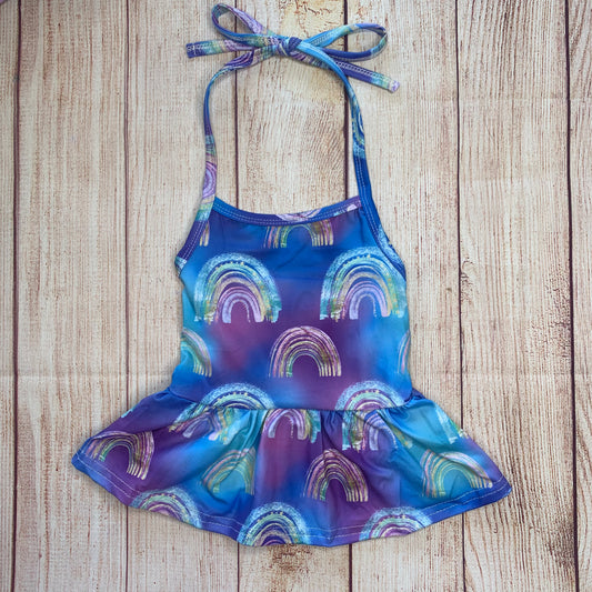 Iridescent Rainbow Halter Peplum