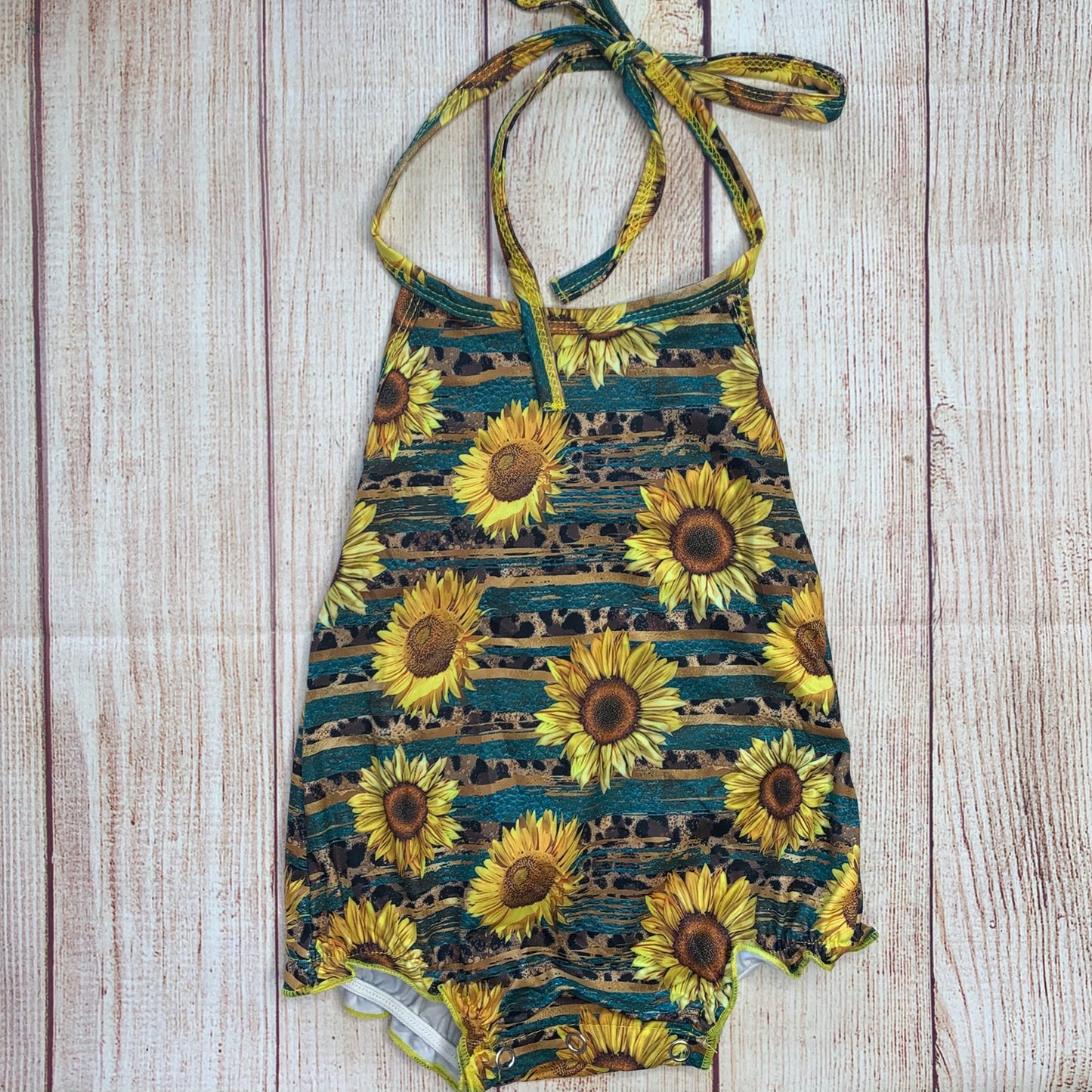 Brush Stroke Sunflower Halter Romper