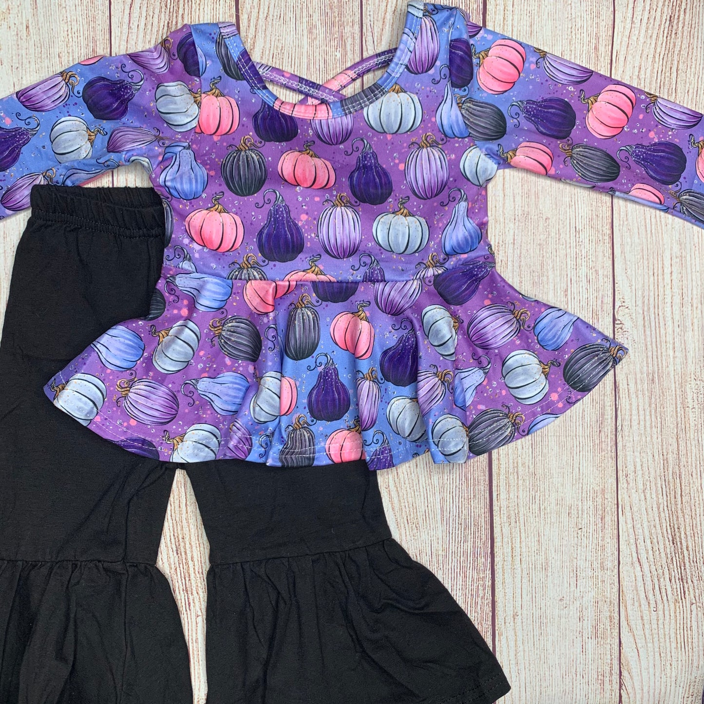 Purple Pumpkins Peplum Bell set