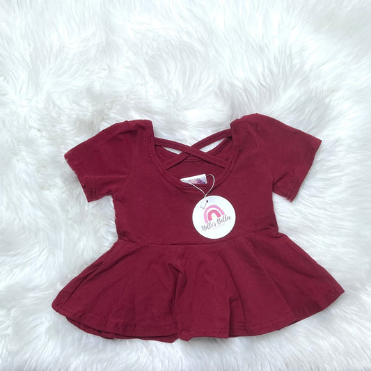 Burgundy Cross Back Peplum