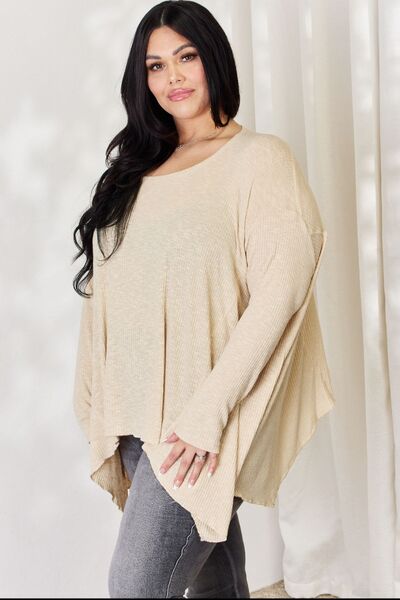 HEYSON Full Size Oversized Sharkbite Hem Top