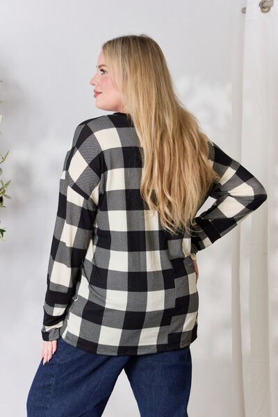 Celeste Full Size Plaid Round Neck Long Sleeve T-Shirt