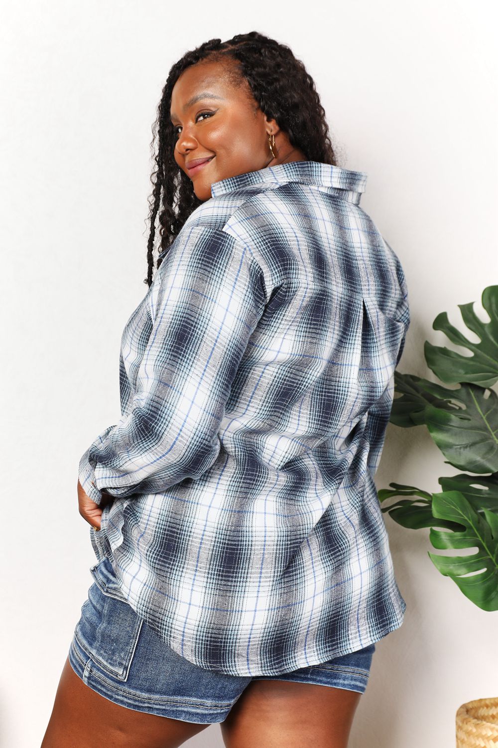 Double Take Plaid Dropped Shoulder Shirt 2-6 business days